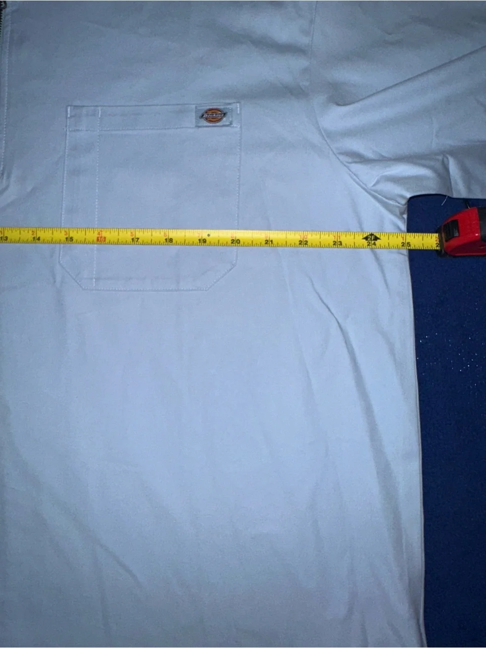 Mens Dickies Baby Blue Polo Zip Oversized Woven Work Shirt Top Large L NWT